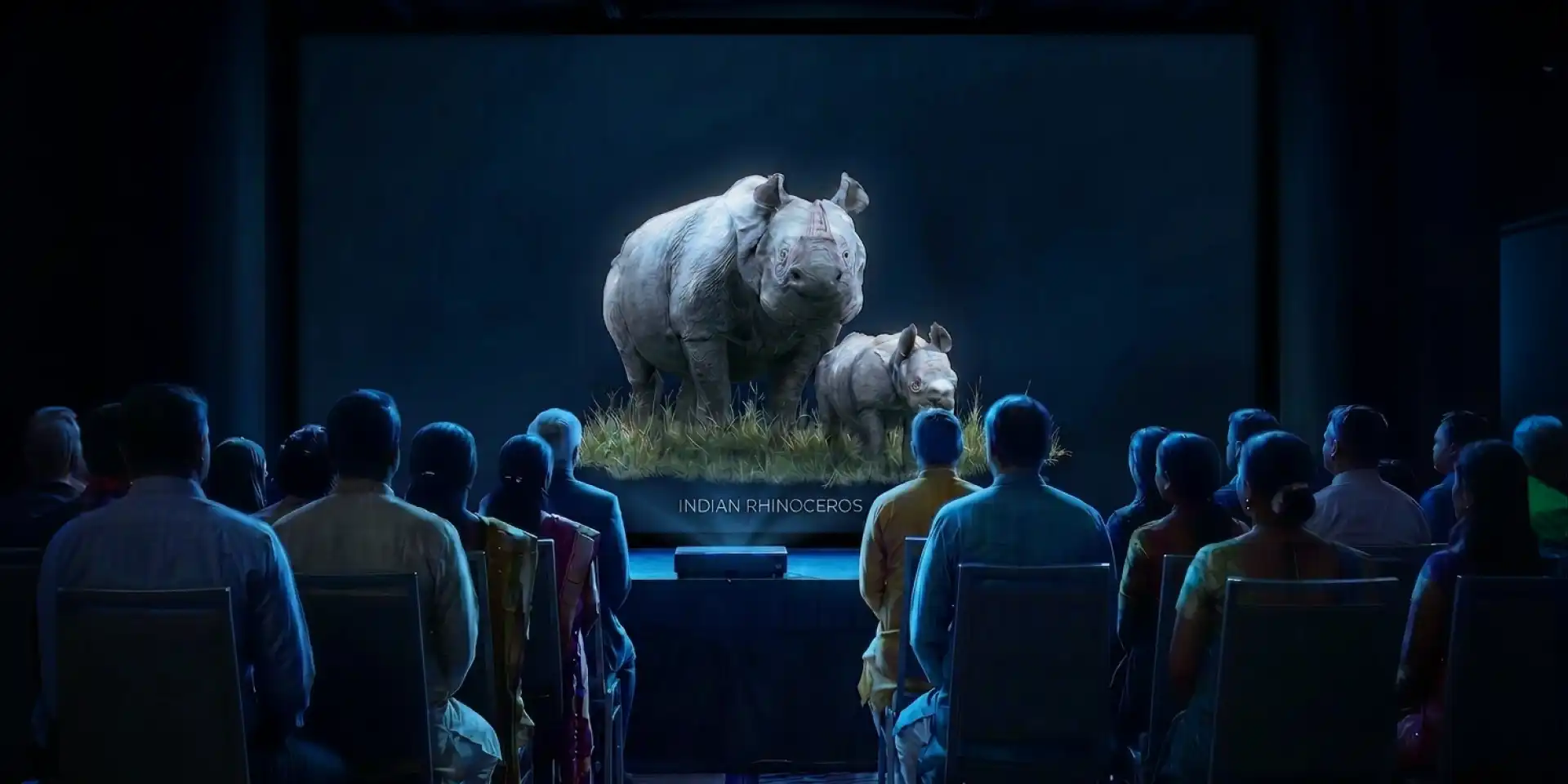 A Life-Size Hologram of Kaziranga’s One Horned Rhino for Advantage Assam 2.0